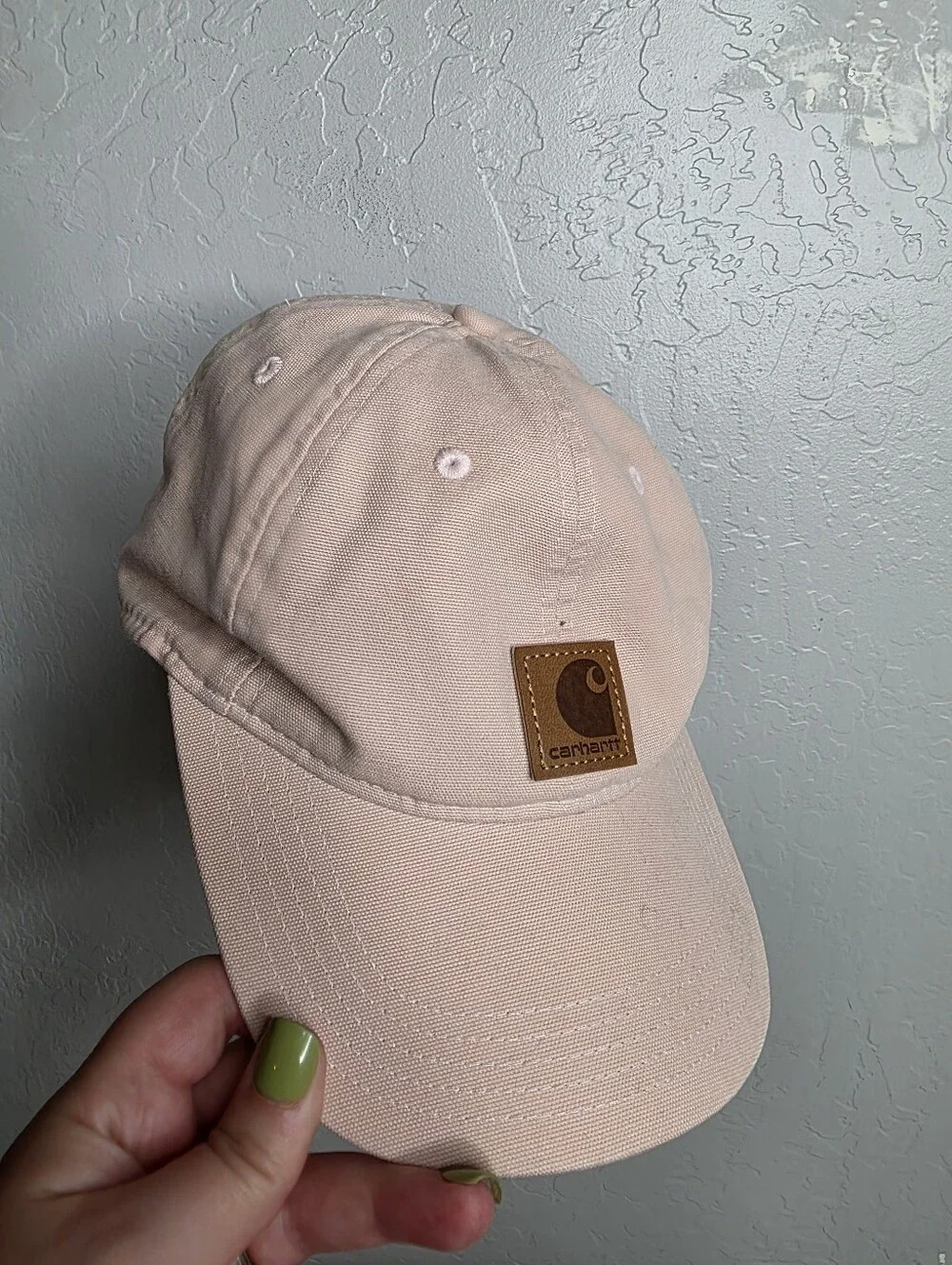 Carhartt Light Pink Canvas‎ Strapback Hat with Leather Patch